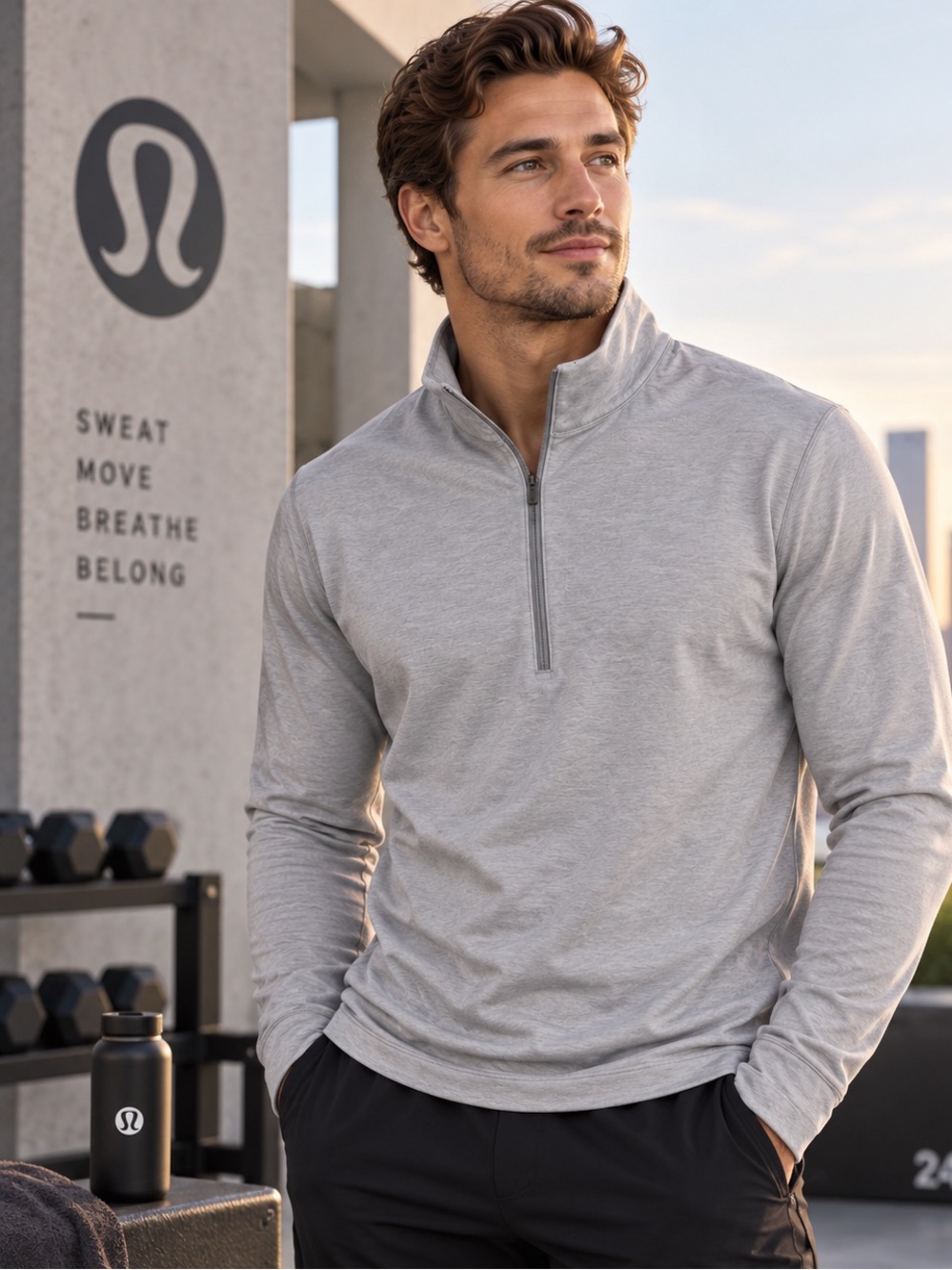 Lululemon Men’s Soft Jersey Half Zip Pullover Gray Size M